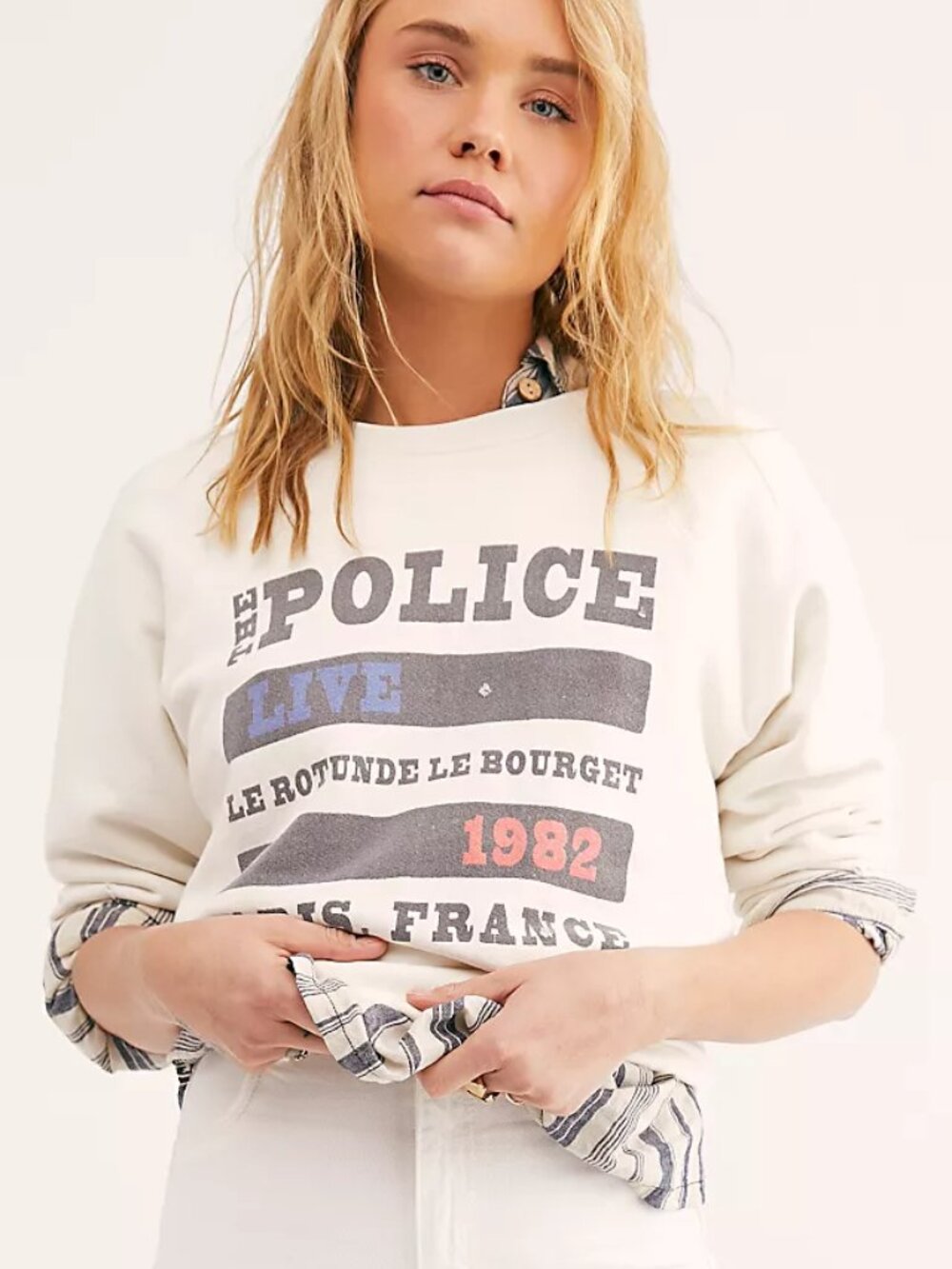 Free People x Original Retro Brand Police Live in Paris Tee Sweatshirt